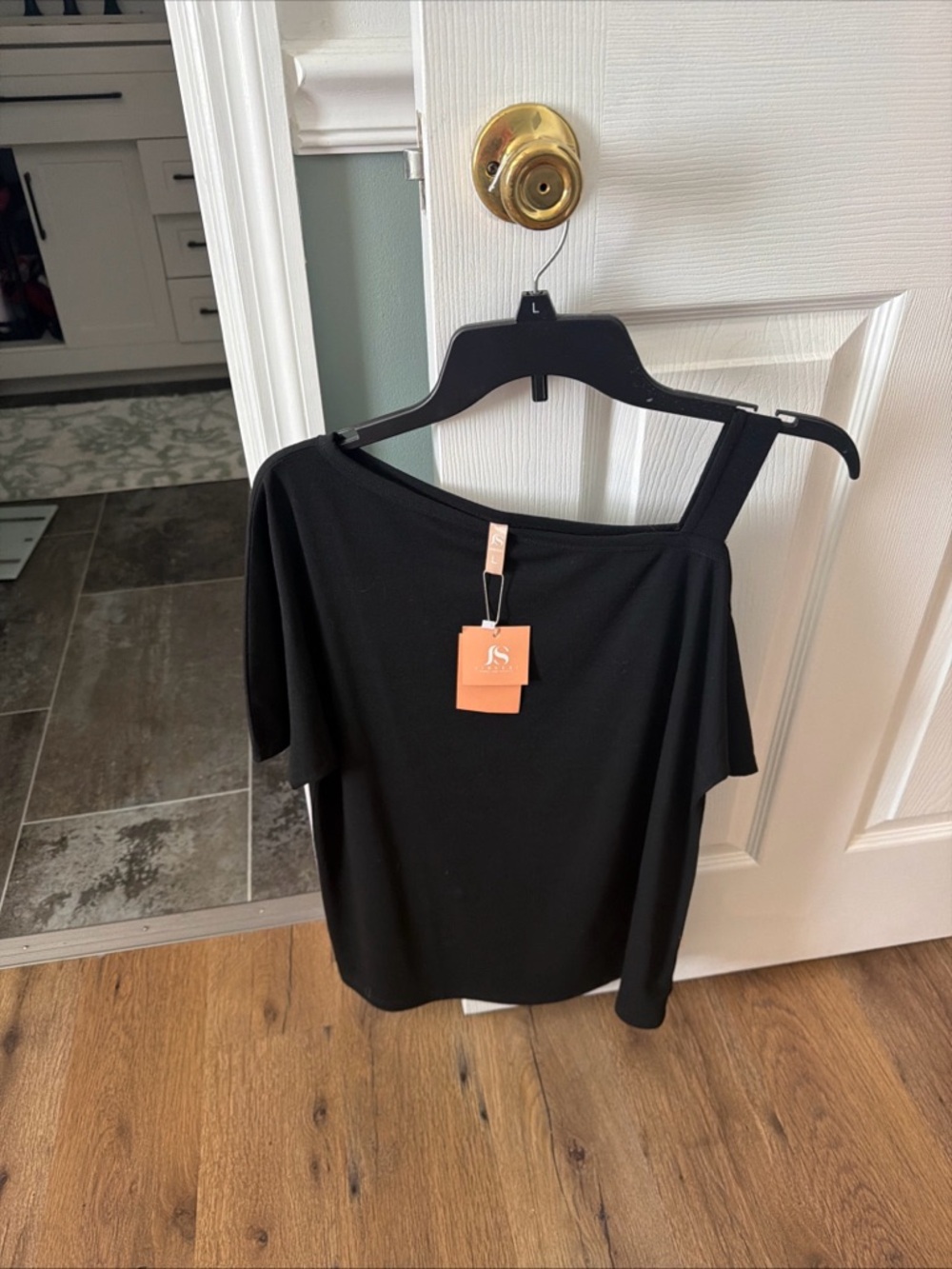 a.n.a Black One-Shoulder Tank Top with Strap Detail